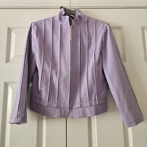 St. John Sport by Marie Gray Purple Bomber Jacket with Tailored Silhouette